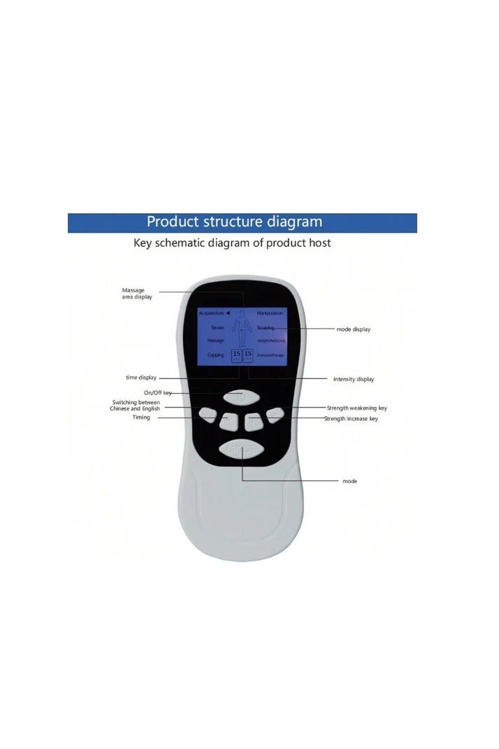 Blueidea BLD-610 massager works to treat muscle pain with simple electrical charges. Strong support for pain relief through massage. There are eight different modes such as massage, cupping, massage, patting, and electrical stimulation. - Image 3